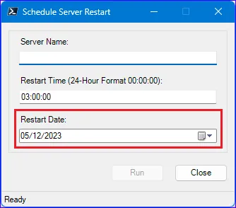 ScriptoForm with example DateTimePick control in the default state